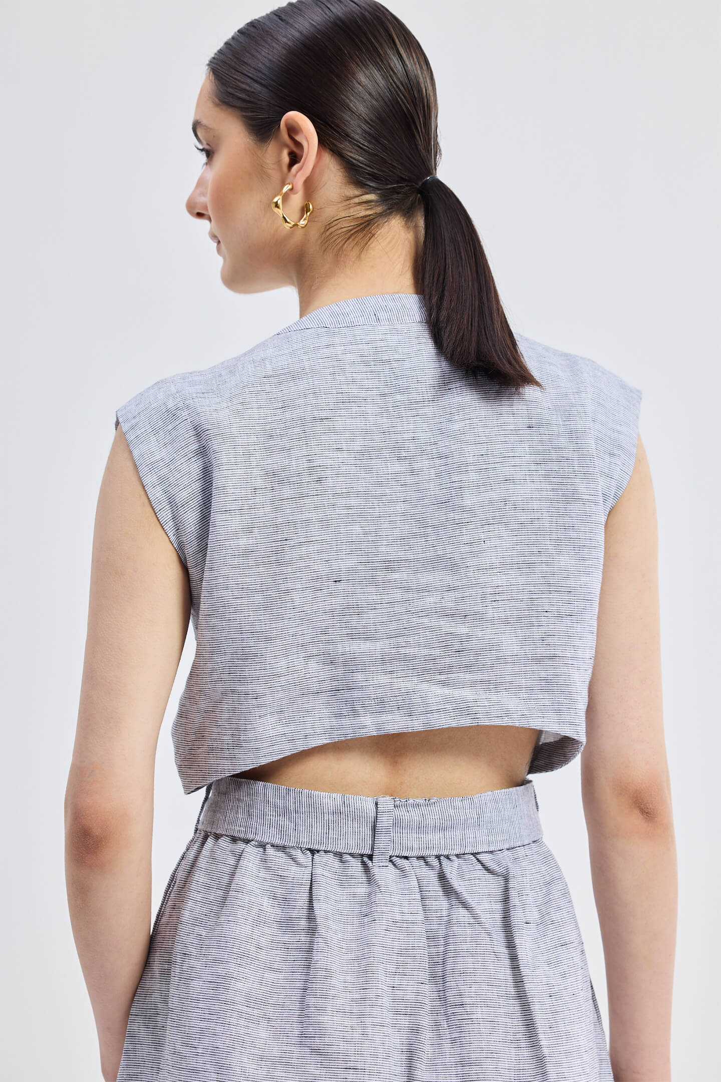 Back Cut Out Linen Dress-3