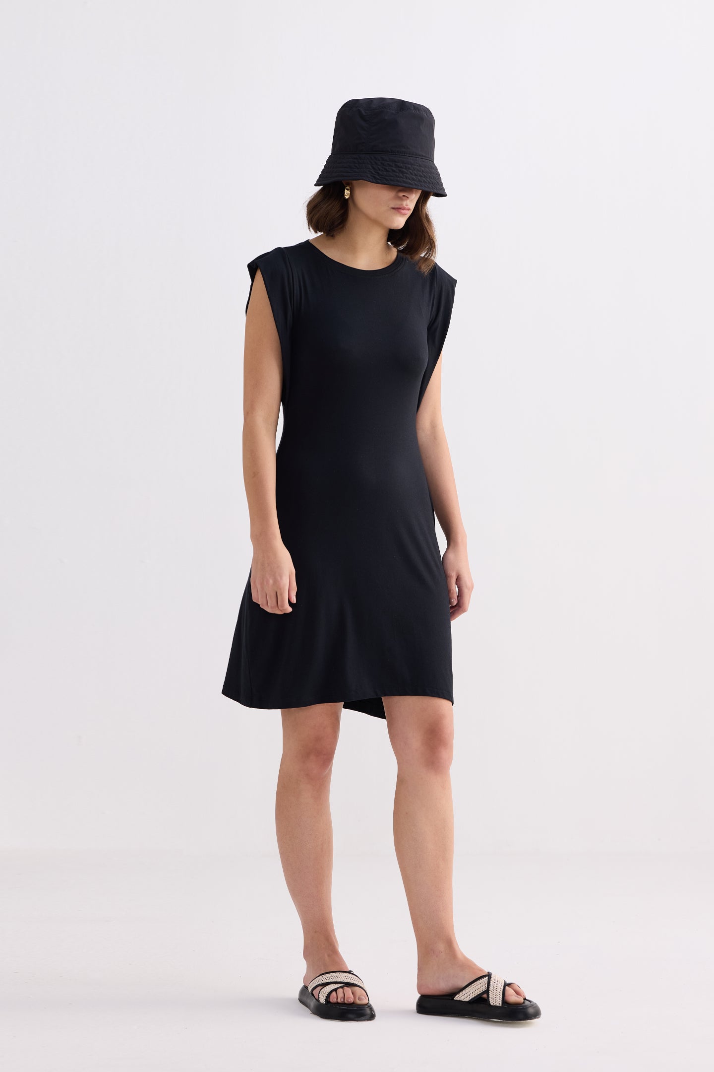 Muscle Tee Short Dress in Black-2