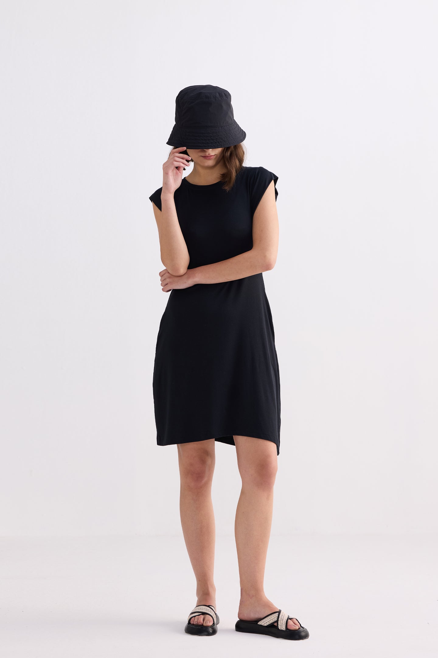 Muscle Tee Short Dress in Black-4